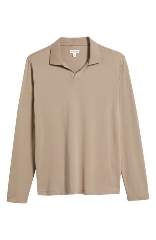 Shop Nordstrom Clean Long Sleeve Pima Cotton Polo In Tan Desert