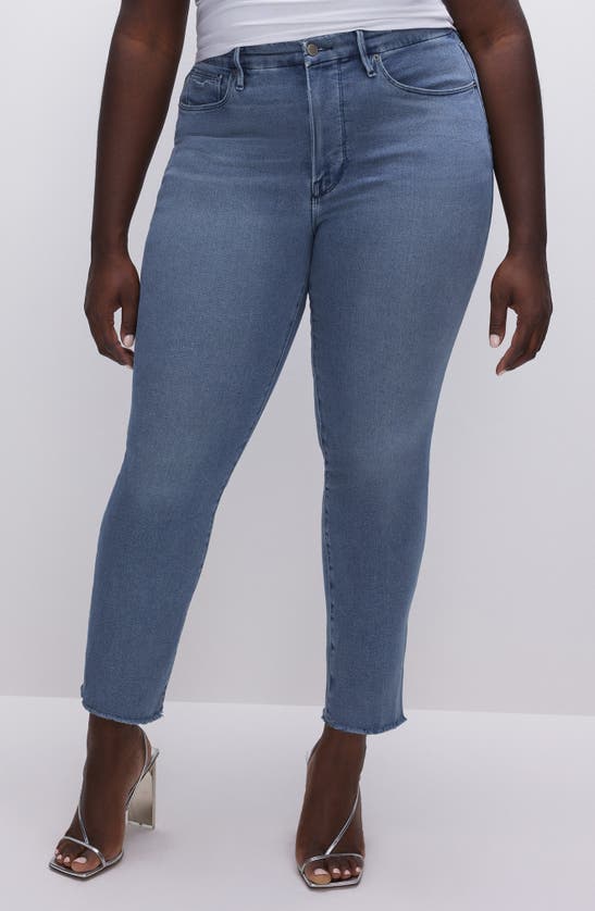 Shop Good American Good Legs Straight Split Pocket Jeans In Blue449