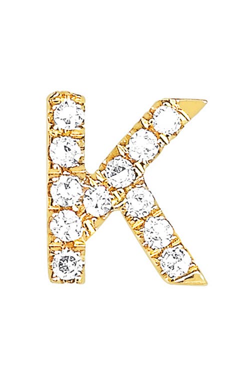 Ef Collection Diamond Initial Stud Earring In 14k Yellow Gold/k
