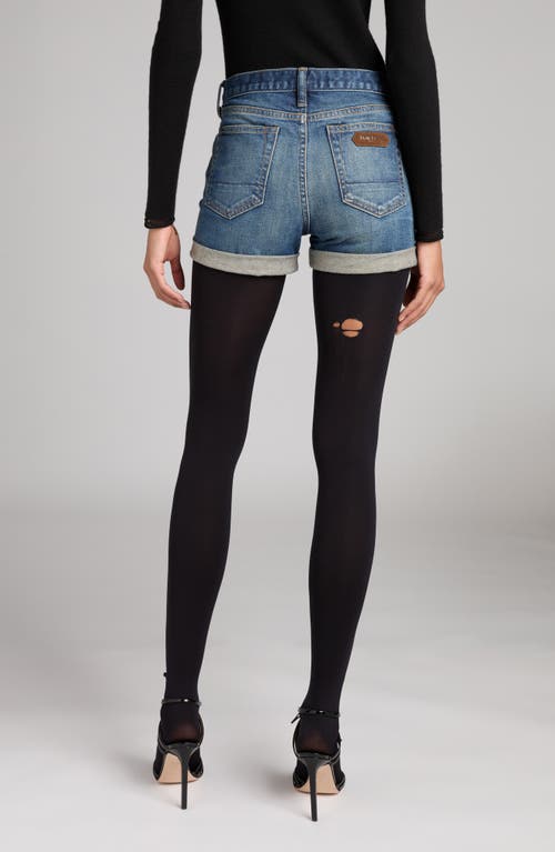 Tom Ford High Waist Rolled Hem Comfort Stone Washed Denim Shorts In Hb772 Mid Blue