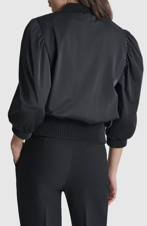 Shop Dkny Shine Puff Shoulder Bomber Jacket In Black