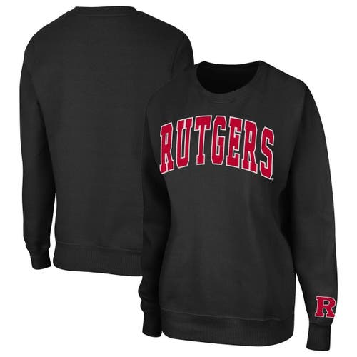 Women's Colosseum Black Rutgers Scarlet Knights Campanile Pullover Sweatshirt