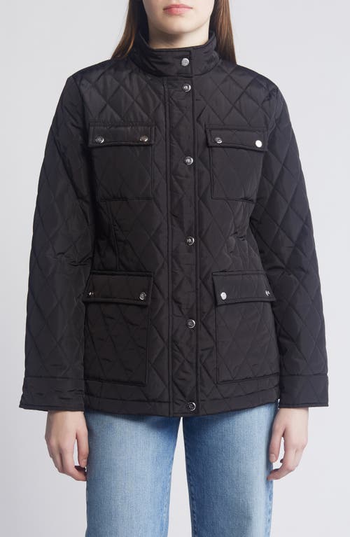 Lauren Ralph Recycled Polyester Diamond Quilt Jacket Black at Nordstrom,
