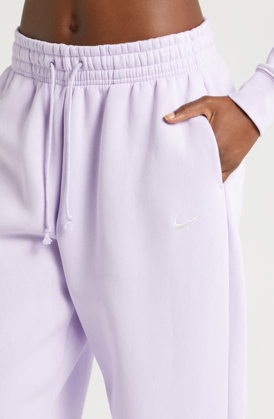 Shop Nike Phoenix Oversize Fleece Sweatpants In Birch Heather/ Black