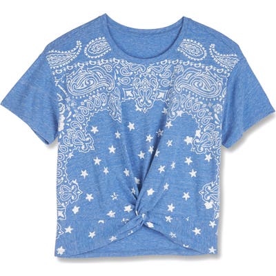 Lucky Brand Bandana Print Knot Front T-Shirt, Blue