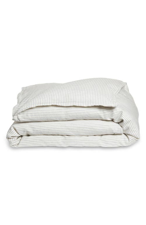 Shop Pom Pom At Home Connor Stripe Linen & Cotton Duvet Cover In Ivory/denim