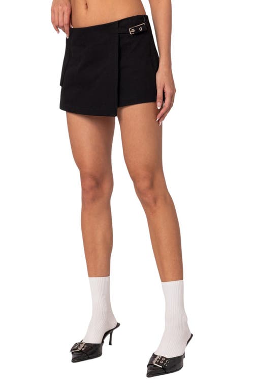 Edikted Utility Faux Wrap Microskort In Black