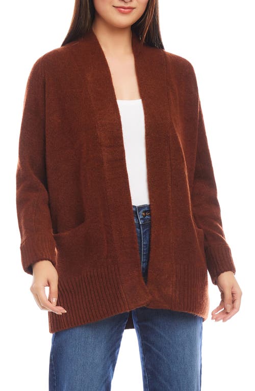 Karen Kane Open Front Cardigan In Brown