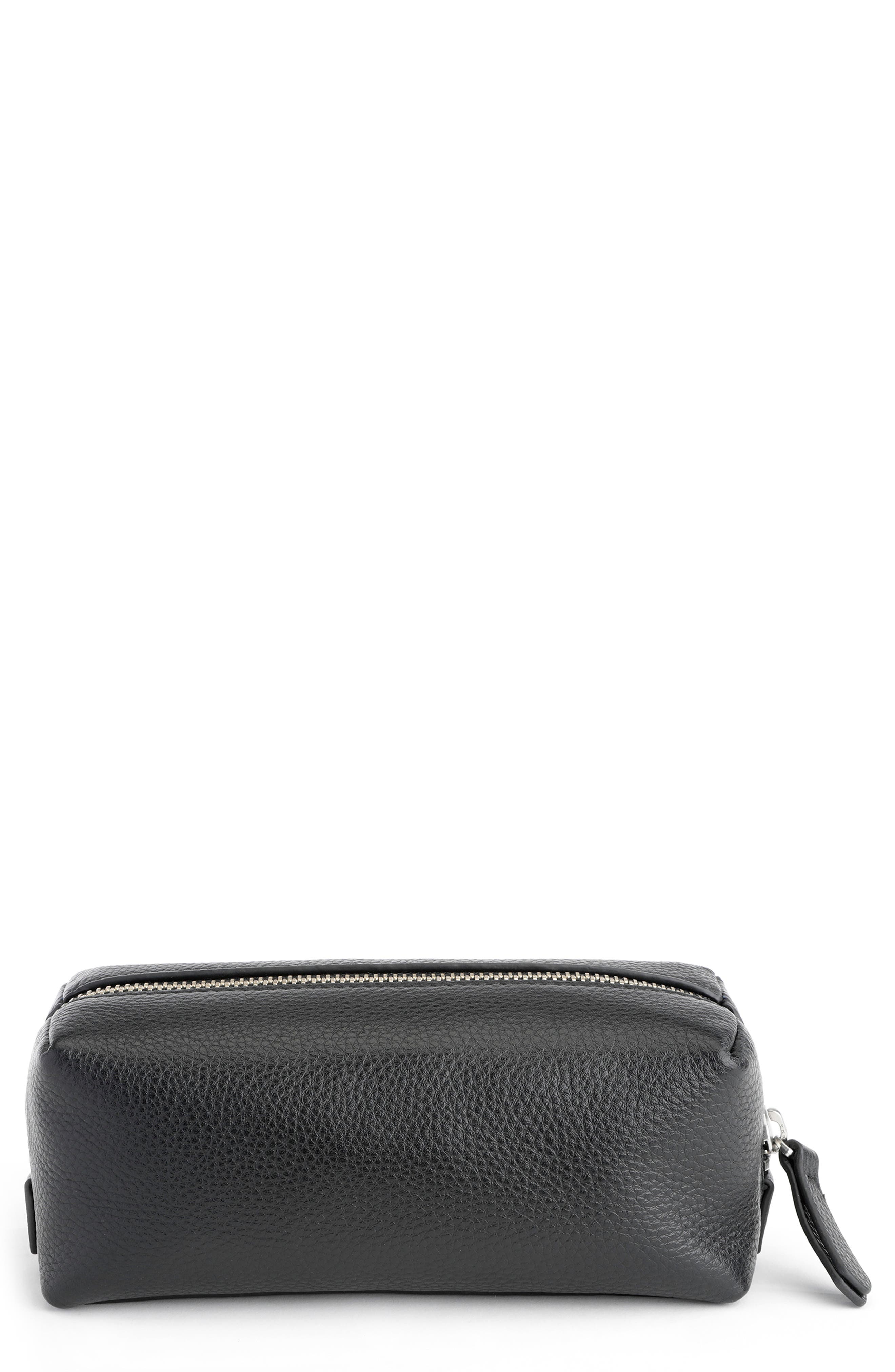 black leather makeup pouch