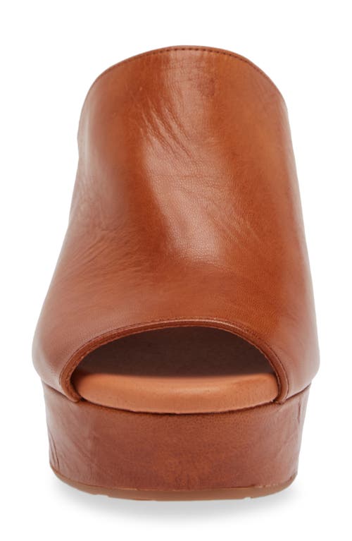 Chocolat Blu Platform Slide Sandal In Brown Leather