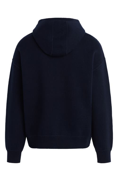 Shop Hudson Jeans Cotton & Cashmere Double Knit Hoodie In Dark Navy