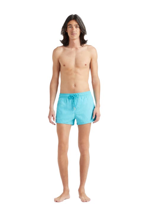 Vilebrequin Jacquard Turtle Stretch Swim Shorts In Blue