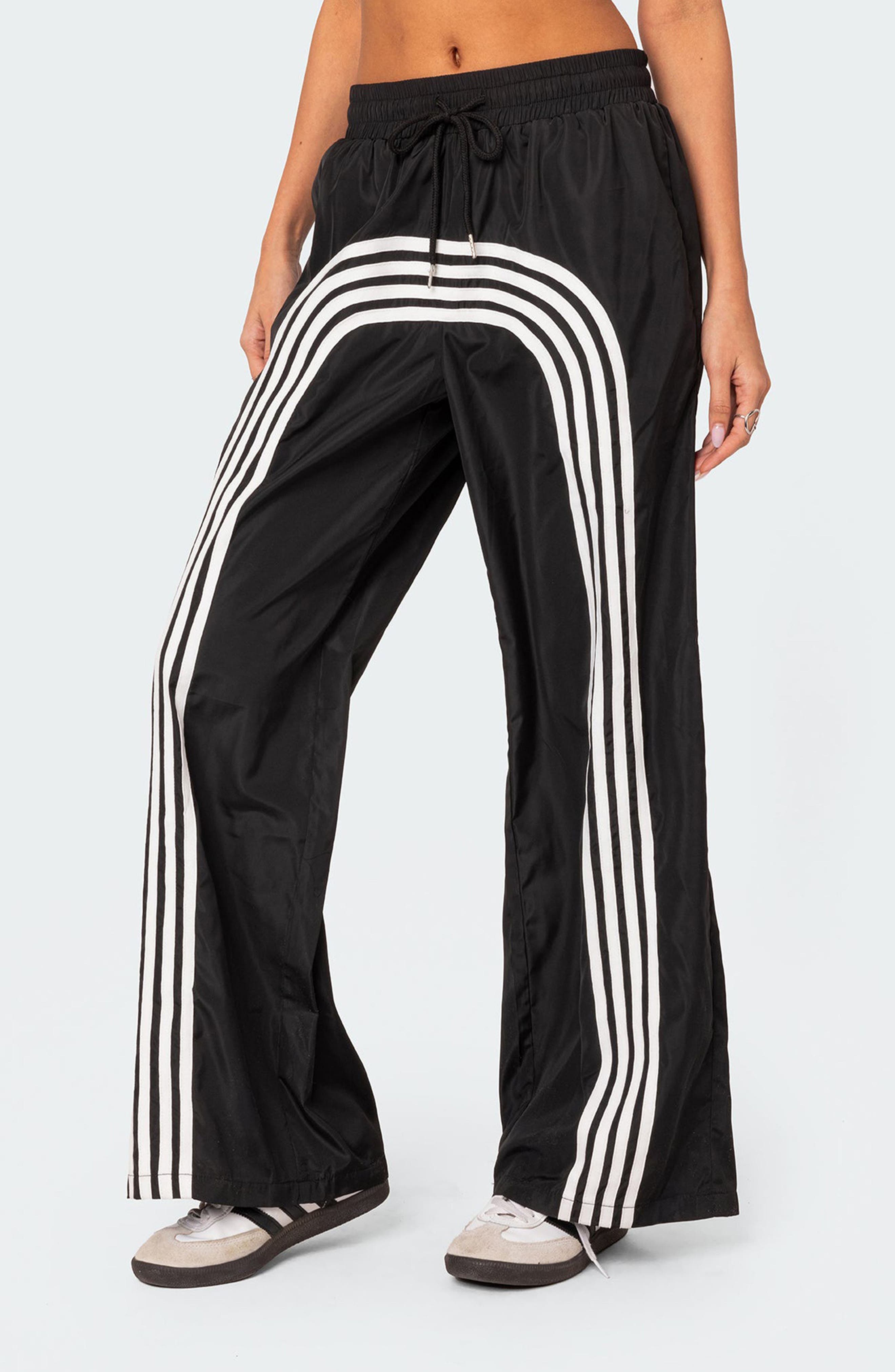 EDIKTED Wilda Stripe Track Pants in Black-And-White | Smart Closet