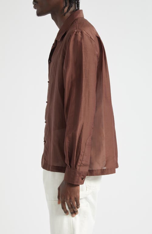 Bode Heartwood Long Sleeve Cotton & Silk Camp Shirt In Brown