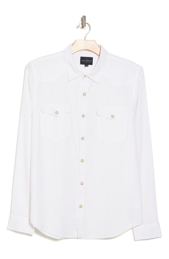 Lucky Brand Santa Fe Linen Shirt In Bright White