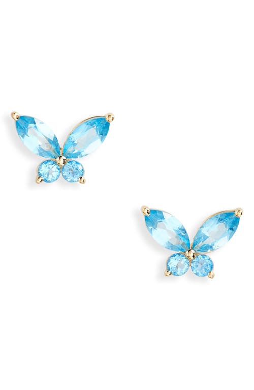 Bony Levy Blue Topaz Butterfly Stud Earrings in 14K Yellow Gold at Nordstrom