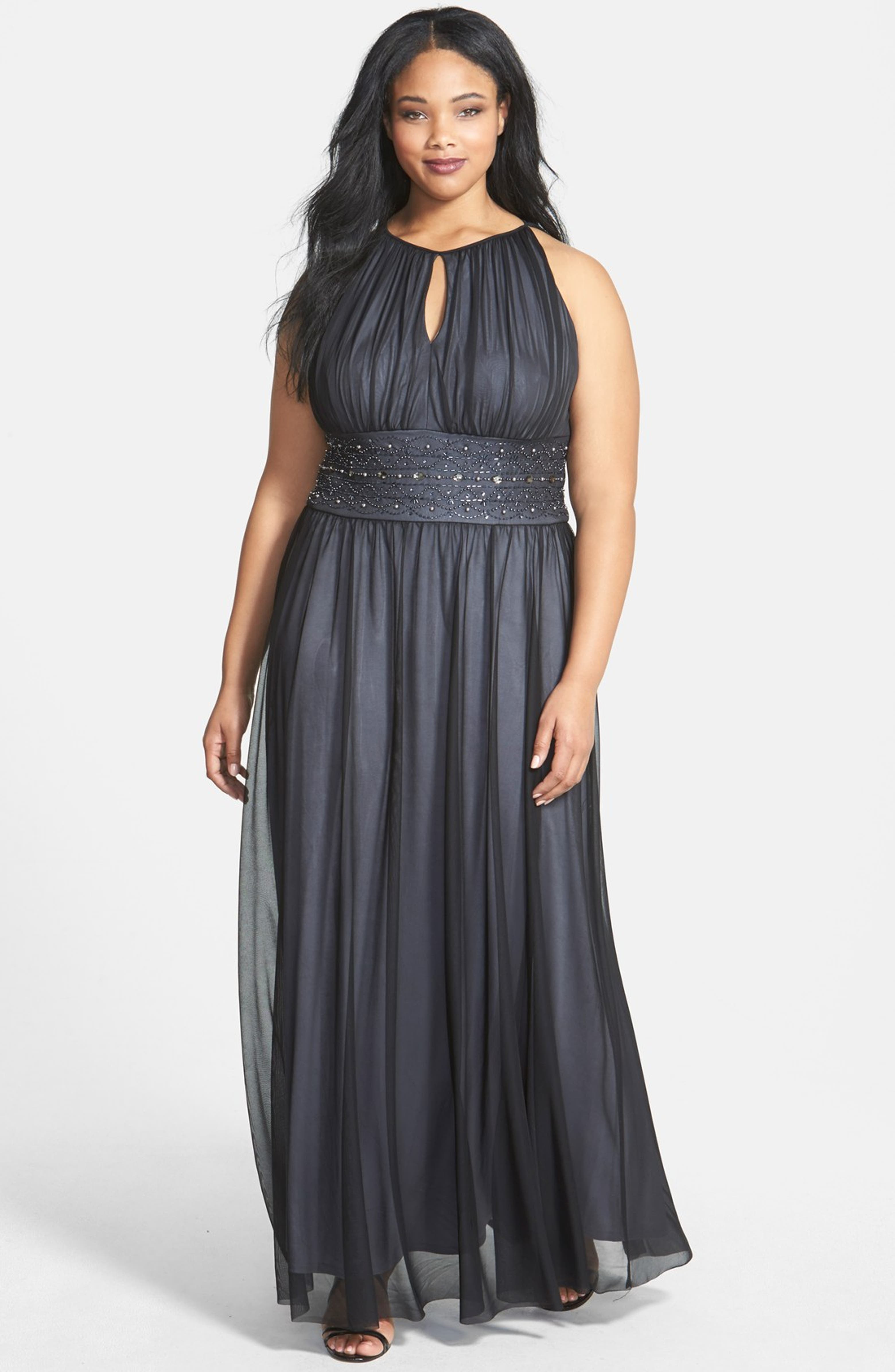 Jessica Howard Embellished Shirred Keyhole Gown (Plus Size) | Nordstrom