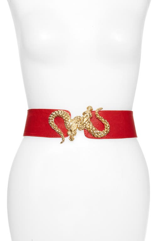 'Penelope - Dragon' Stretch Belt in Red