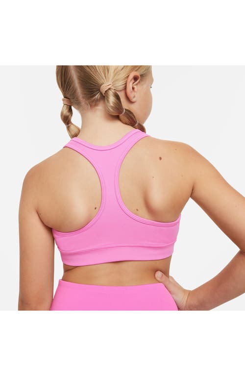 Shop Nike Kids' Dri-fit Racerback Sports Bra In Playful Pink/white