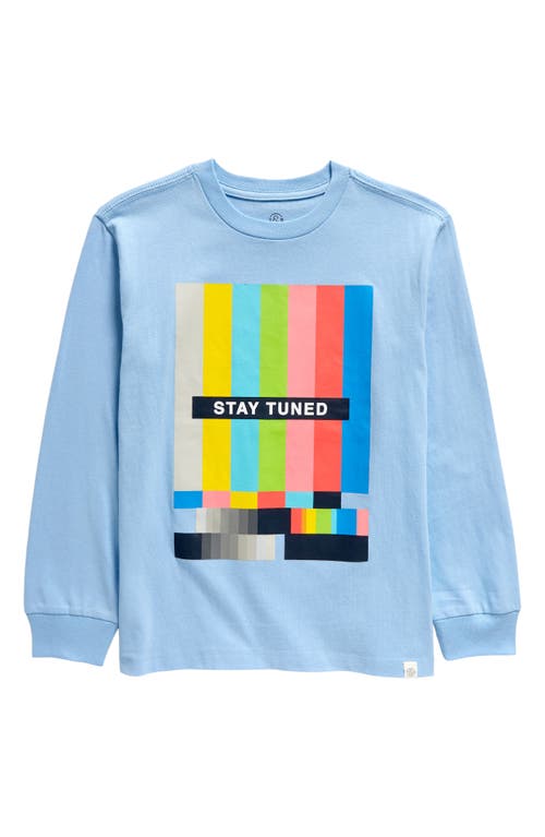 Treasure & Bond Kids' Long Sleeve Graphic T-Shirt in Blue Placid Stay Tuned