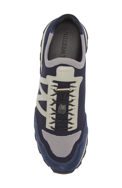 Shop Jm Weston On My Way Knit Sneaker In Navy/grey/navy