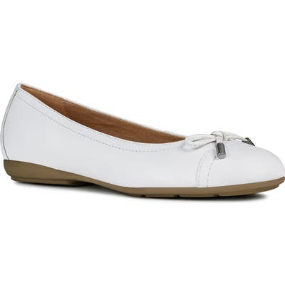 Geox Annytah Cap Toe Flat, White