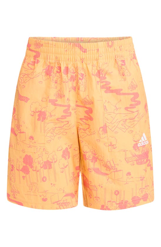 Adidas Originals Kids' 24/7 Nylon Athletic Shorts In Orange