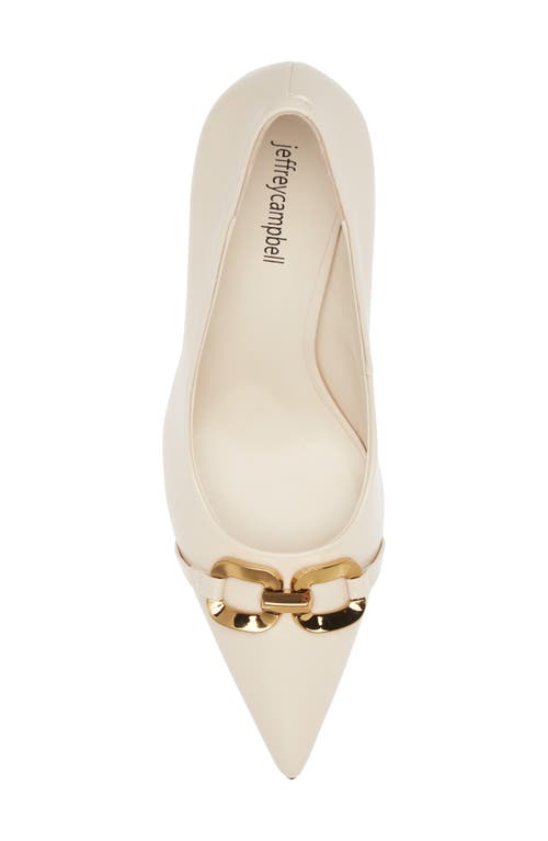 Shop Jeffrey Campbell Authority Pointed Toe Pump In Ivory Crinkle/gold