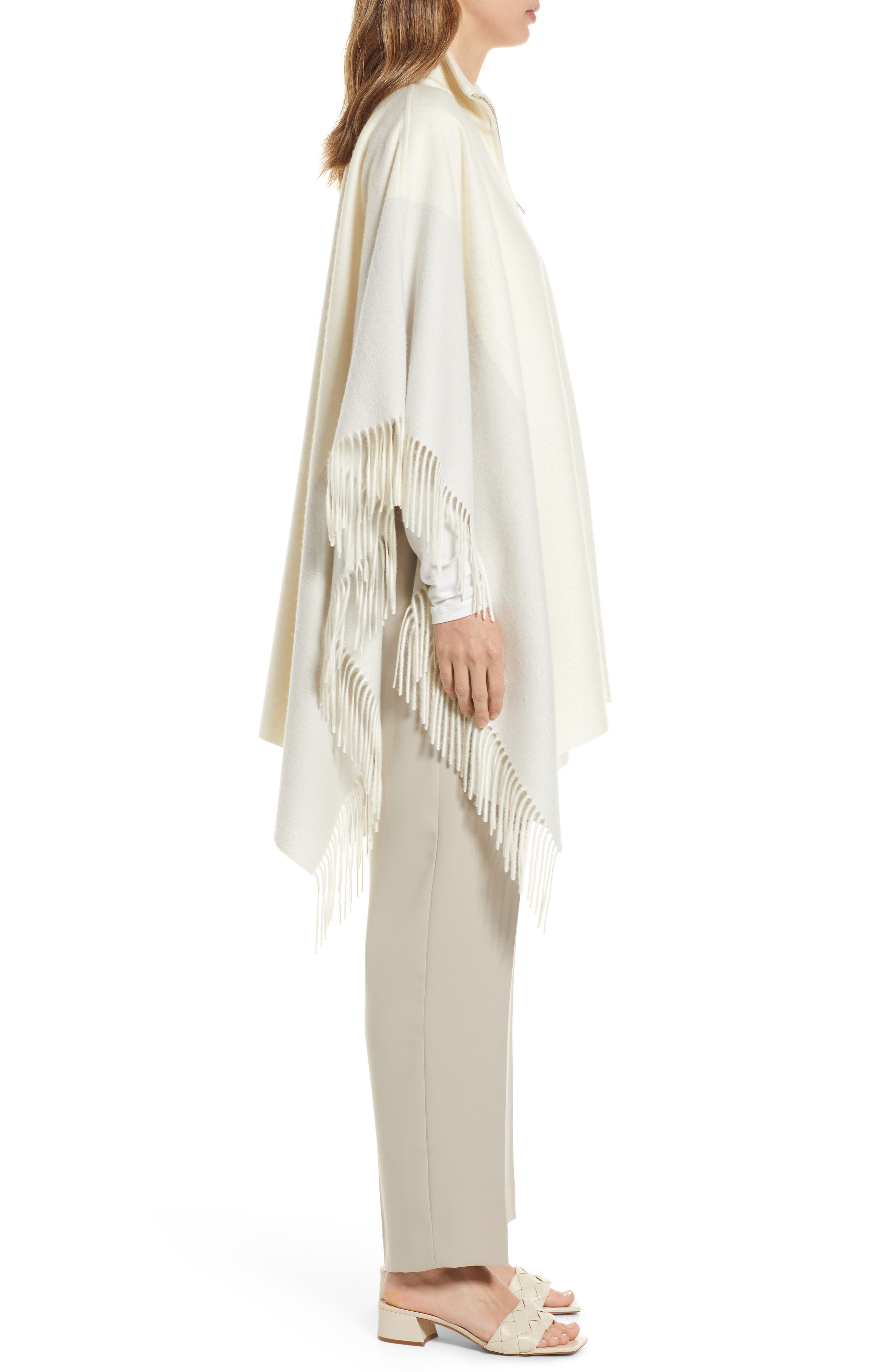 Nordstrom Zip Cashmere Ruana in Ivory Combo at Nordstrom