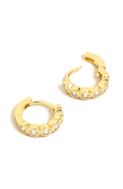 Crystal Tennis Huggie Hoop Earrings in Pale Gold