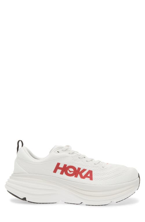 Shop Hoka Bondi 8 Running Shoe In White/vermillion