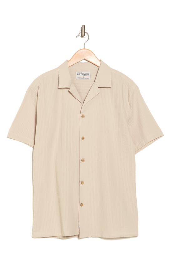 Shop Original Paperbacks Seersucker Cotton Short Sleeve Button-up Shirt In String