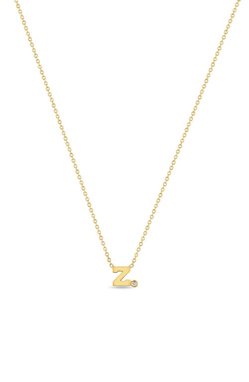 Zoë Chicco Diamond Initial Pendant Necklace in Yellow Gold-Z at Nordstrom, Size 16