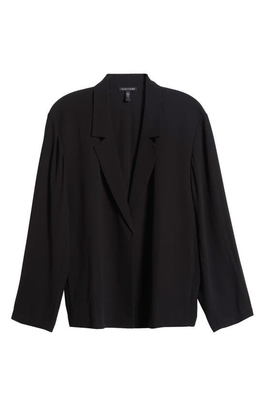 Shop Eileen Fisher Crop Silk Blazer In Black