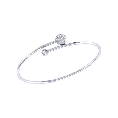 Shop Luvmyjewelry Moon-crossed Lovers Sterling Silver Diamond Adjustable Bangle