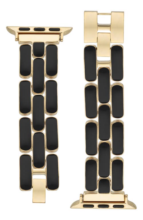 Anne Klein 20mm Apple Watch Watchband in Gold-Tone/Black at Nordstrom, Size 42 Mm