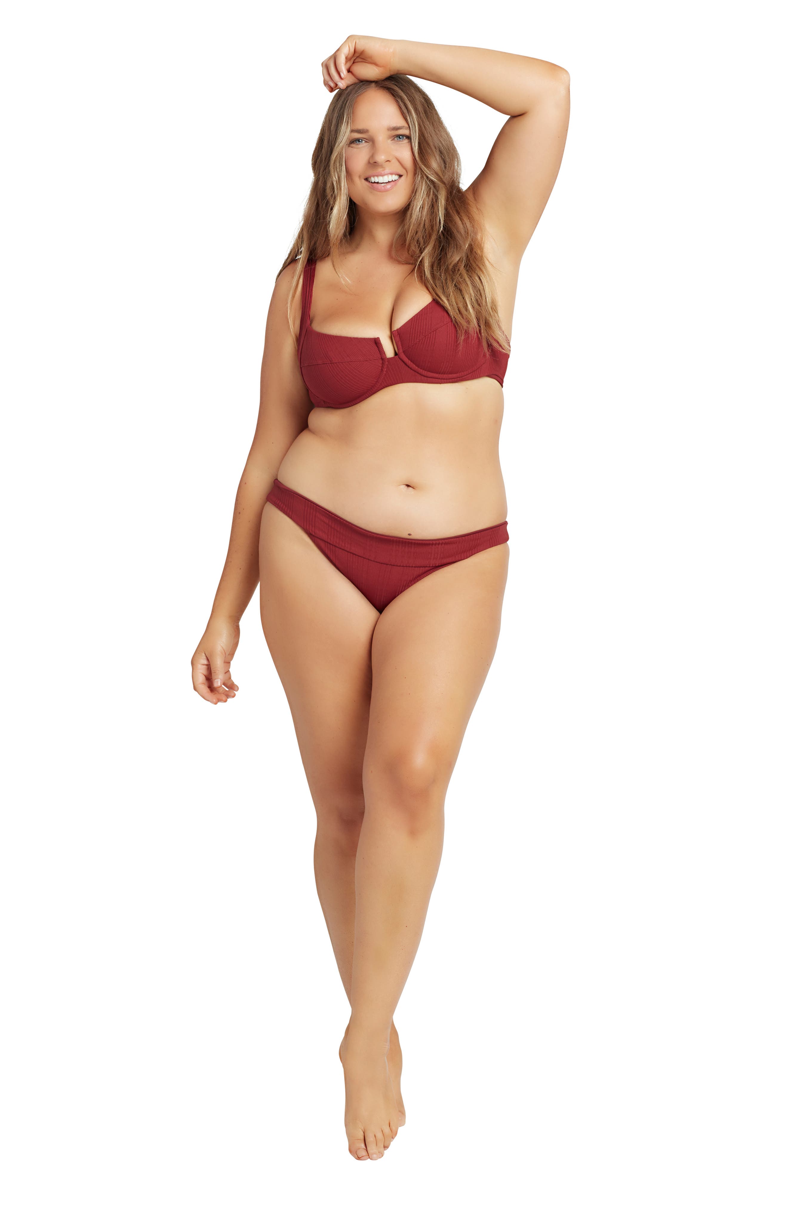 L*space L Space Camellia Underwire Bikini Top In Red Overflow5