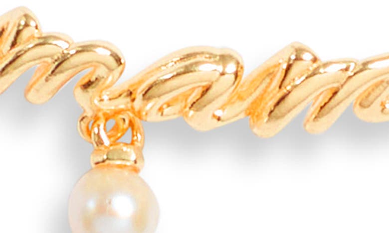 Shop Kendra Scott Mama Freshwater Pearl Script Pendant Bracelet In Gold White Pearl