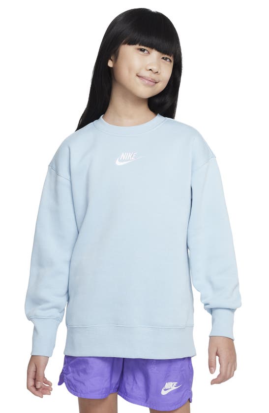 Nike Sportswear Club Fleece Big Kids' (girls') Crew Sweatshirt In Blue