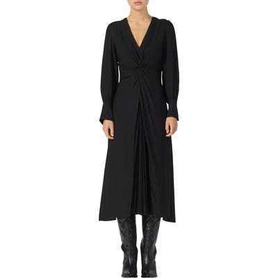 Sandro Minella Pleat Detail Long Sleeve Dress, 8 FR - Black