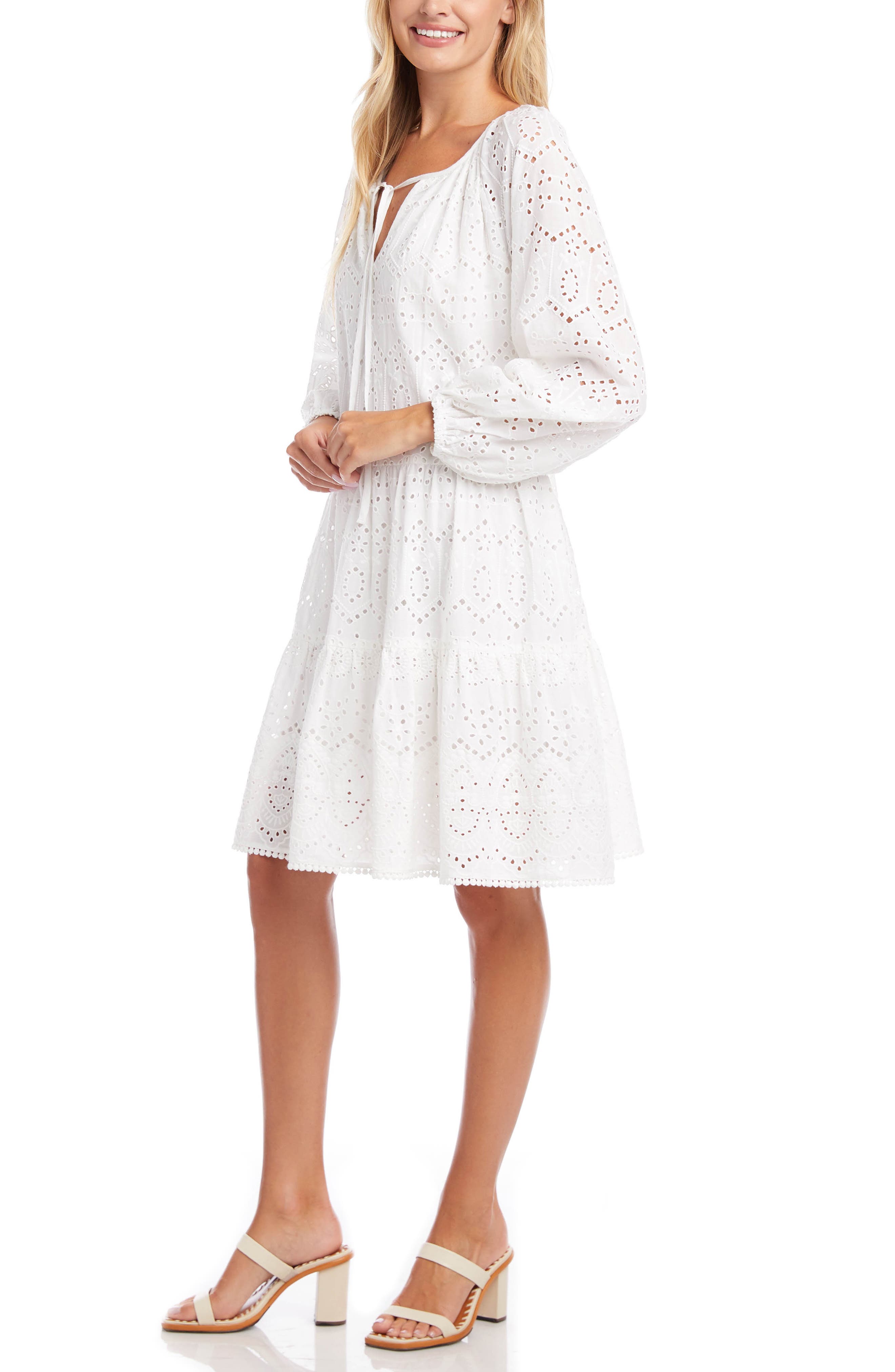 Karen Kane Tiered Long Sleeve Eyelet 