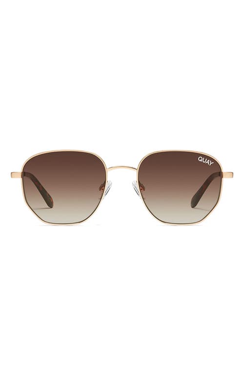 Quay Australia Big Time 54mm Gradient Round Sunglasses in Brushed Gold /Brown at Nordstrom