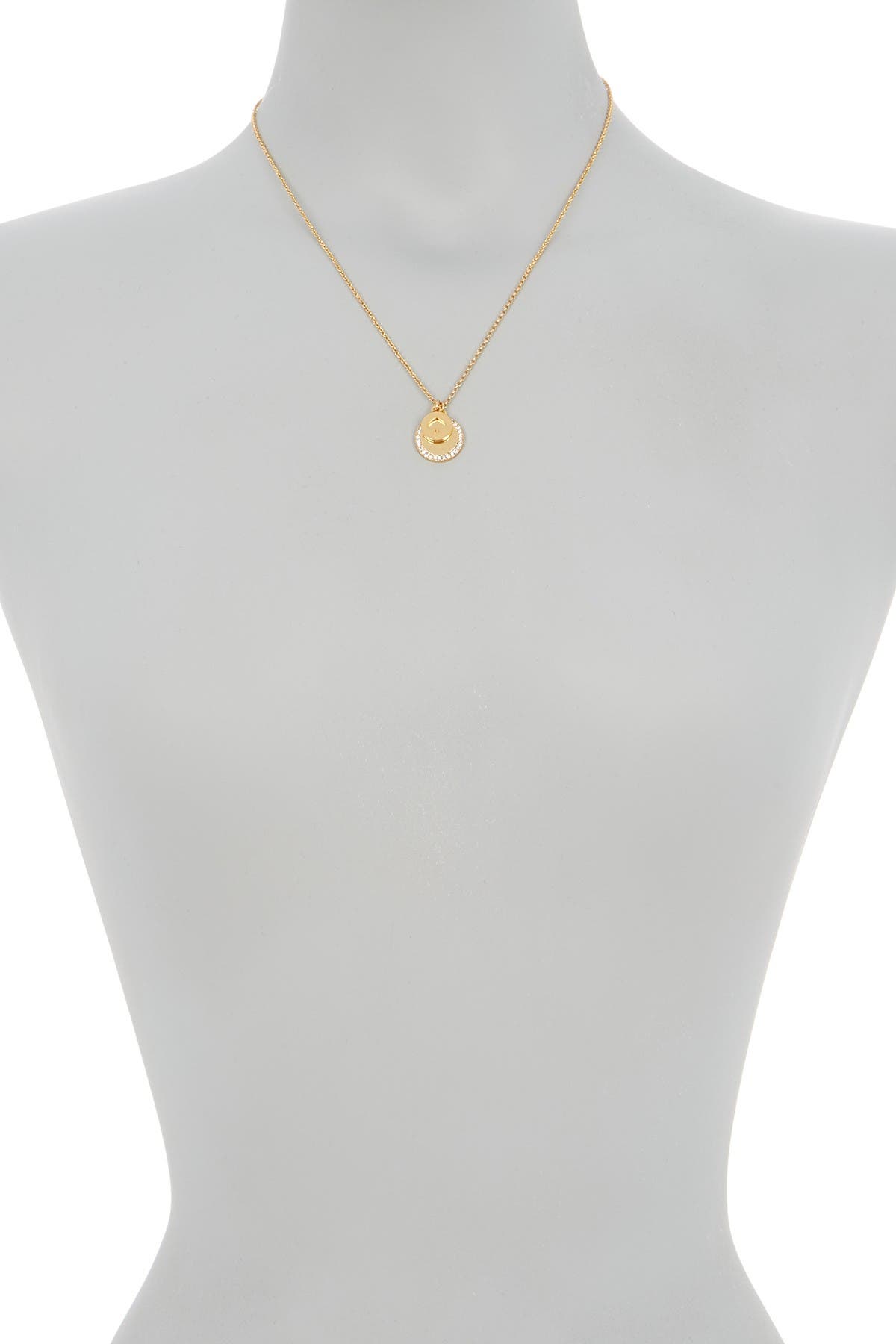 Kate Spade Spot The Spade Pave Cz Charm Pendant Necklace In Clear/gold