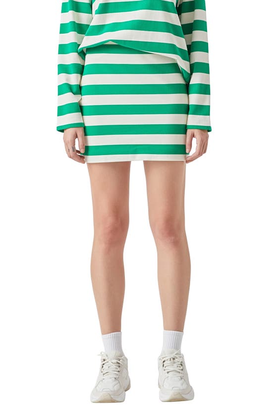 Shop Grey Lab Stripe French Terry Miniskirt In Green