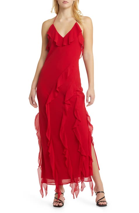 The Alice Halter Neck Ruffle Gown