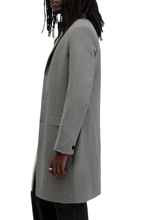 Shop Allsaints Hal Longline Coat In Light Grey Marl