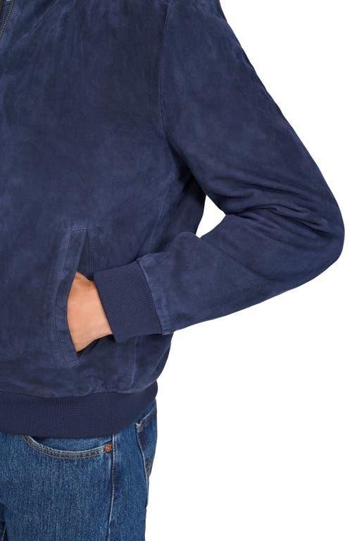 Cole Haan Men's Suede Bomber Jacket In Navy