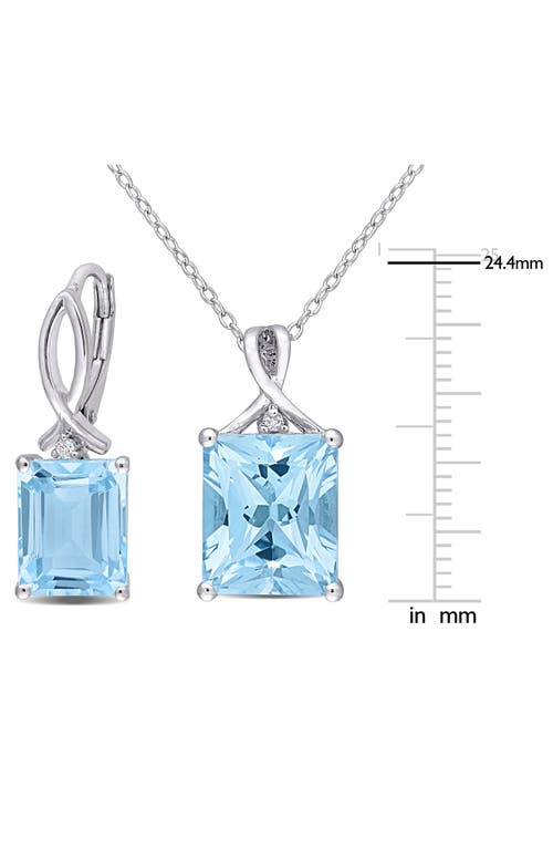 Delmar Sky Blue Topaz & White Topaz Earrings & Pendant Necklace Set In Blue