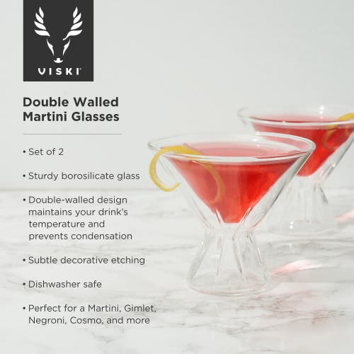 Shop Viski Double Walled Martini Glasses Set Of 2 In Clear