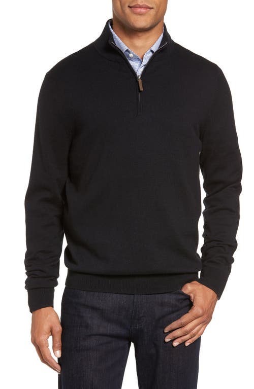Nordstrom Half Zip Cotton & Cashmere Pullover Sweater in Black Caviar